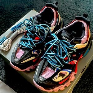 Balenciaga Track Sneakers; Size 39 EUR (9 US Women); Black/Orange/Blue/Lavender